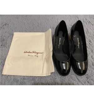 Salvatore Ferragamo Black Patent Leather Heels